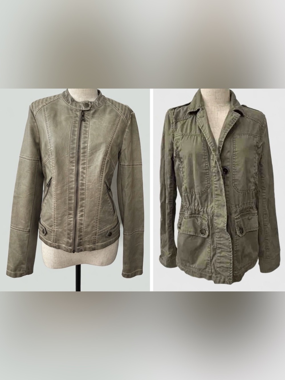 women’s 2 olive jacket lot Sebby faux leather + Mango / MNG - size XS / S